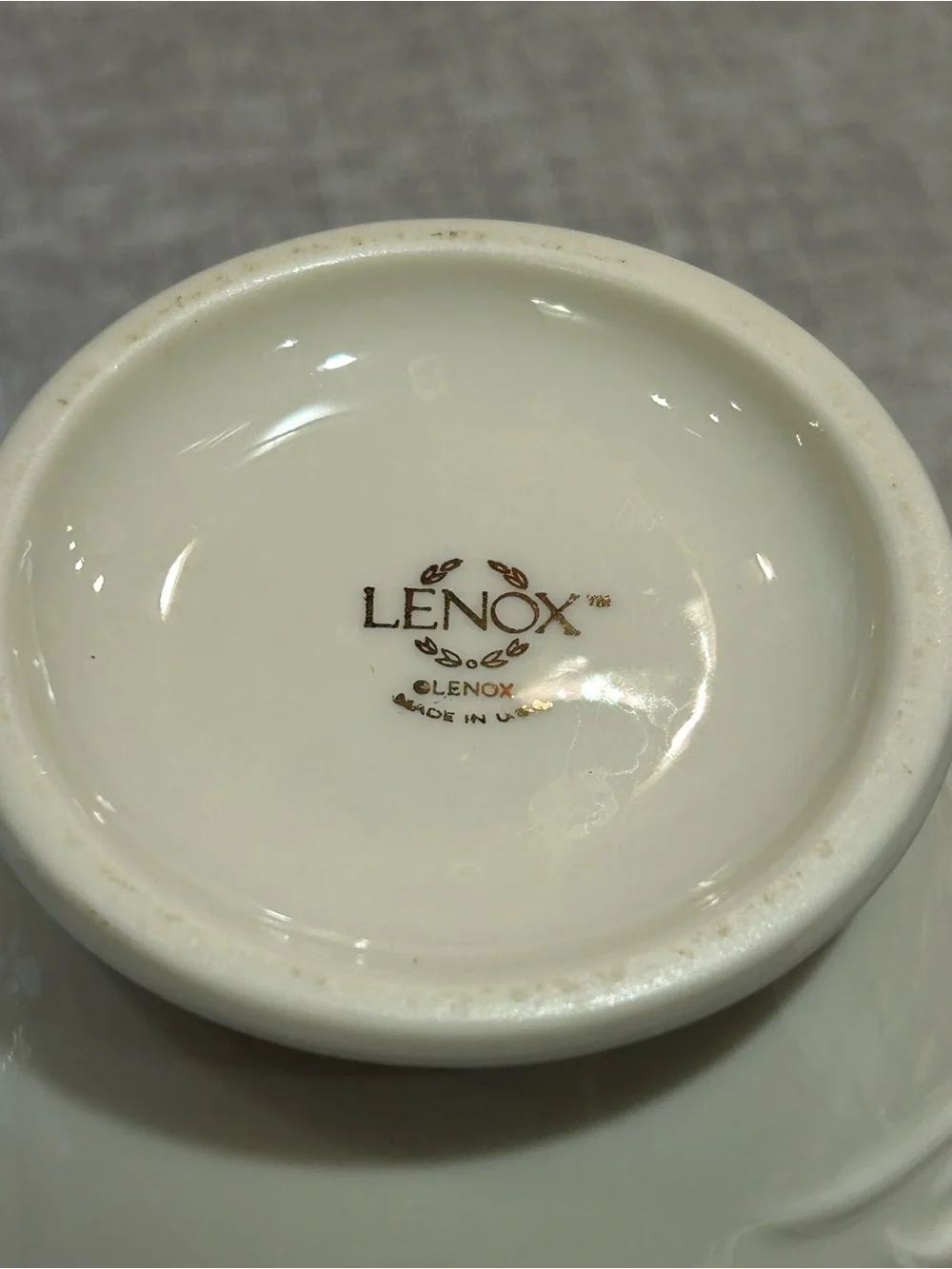 Lenox White Porcelain Floral Relief Vase with Gold Accents